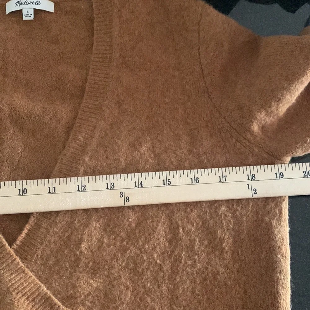 Madewell Wrap Front Pullover Sweater Brown Small Alpaca Wool Blends Cozy Cabin